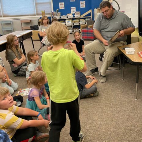Newell Principal Steve Schoenfish read to a variety of students during the Reading Night recently.
