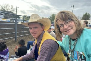 Lan Fuhrer at an SDSU rodeo event with mother Rhonda. Lan is the son of Kevin & Rhonda Fuhrer of Belle Fourche. Courtesy Photo
