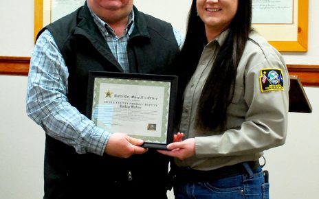 Butte County Sheriff Fred Lamphere presented a commendation to Deputy Bailey Hahne for her bravery during a recent incident.