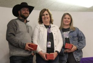 Teacher of the Year finalists left to right: Austin Bishop, Penny Louks, and Megan Haag. English photo