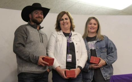 Teacher of the Year finalists left to right: Austin Bishop, Penny Louks, and Megan Haag. English photo